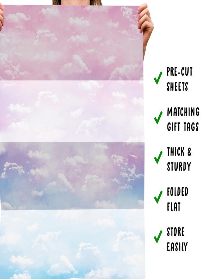 CENTRAL 23 - Wrapping Paper - Pink and Blue Sky - 6 Sheets of Birthday Gift Wrap - New Baby Girls - Children - Recyclable - Image 5